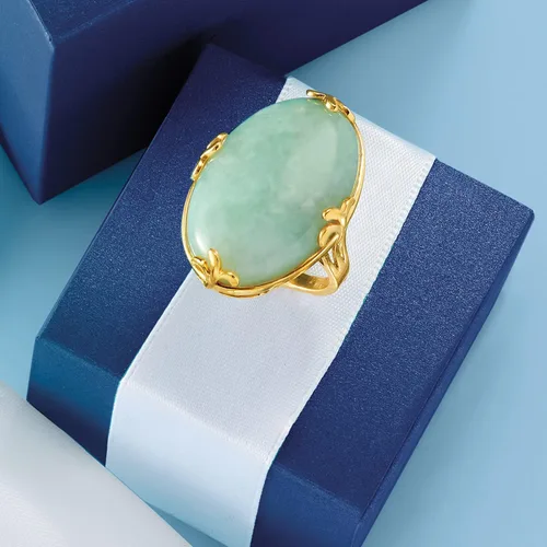 Miniatura 7 de Ross-Simons Anillo de jade en oro de 18 quilates sobre plata esterlina