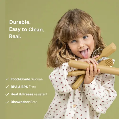 Miniatura 5 de Tampoco Real Kids - Conjunto de cocina y repostería – Herramientas de cocina Montessori para cocinar de verdad con utensilios de silicona aptos