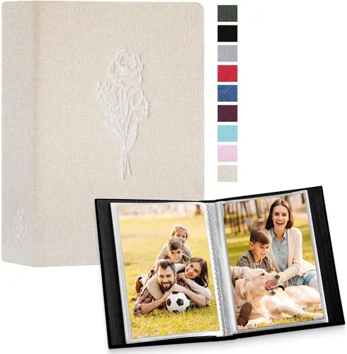 Miniatura 29 de Lanpn - Álbum de fotos autoadhesivo de lino, 40 páginas, álbum de fotos para manualidades, páginas adhesivas magnéticas, contiene fotos de 4 x 6, 7