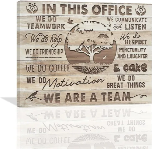 Miniatura 7 de At In This Office - Arte de pared inspirador para oficina, citas motivacionales, imágenes, lienzo, arte de pared con texto en inglés, We Are A Team