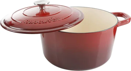 Miniatura 2 de Crock Pot olla para horno holandés de hierro fundido artesanal de 7 cuartos de galón, Rojo Rojo escarlata