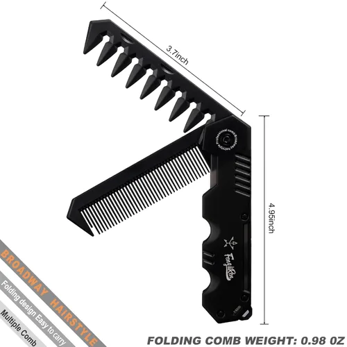 Miniatura 2 de Protable - Peine plegable 2 en 1 para el cabello, peine de dientes anchos, bolsillo disperso para peinar cabello lacio, cabello rizado, barba