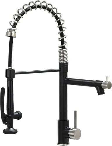 Miniatura 22 de Fapully - Grifo de cocina negro, grifo de fregadero de cocina comercial extraíble con rociador Negro mate