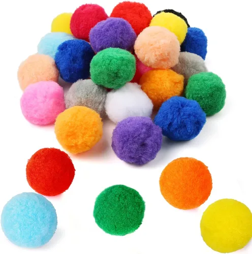 Pllieay 30 pompones de 15 colores de 2.4 pulgadas, muy grandes, surtidos, artes y manualidades para manualidades, decoración creativa, globos de