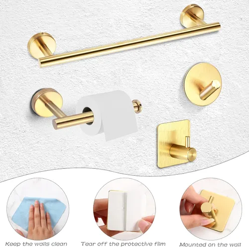 Miniatura 5 de Juego de 10 piezas de accesorios de baño mate SUS304 Juego de colgadores de baño de 16 pulgadas, soporte para toallas de mano, soporte para papel