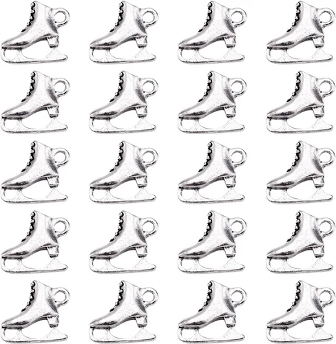 Miniatura 10 de Craftdady Colgantes de plata antigua para zapatos deportivos de metal 3D para pulseras, collares, joyería Bota vaquera de plata antigua