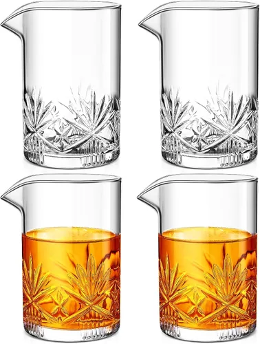 Miniatura 9 de Dandat 6 Pcs Cocktail Mixing Glass 24 oz Crystal Stirring Glass Thick Bottom Seamless Cocktail Pitcher for Home Bartender Bar Whiskey Martini Drink