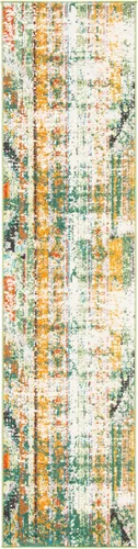 SAFAVIEH Madison Collection - Alfombra decorativa de 2 pies 2 pulgadas x 4 pies, verde y naranja, diseño tribal envejecido, no desprende pelusa y de