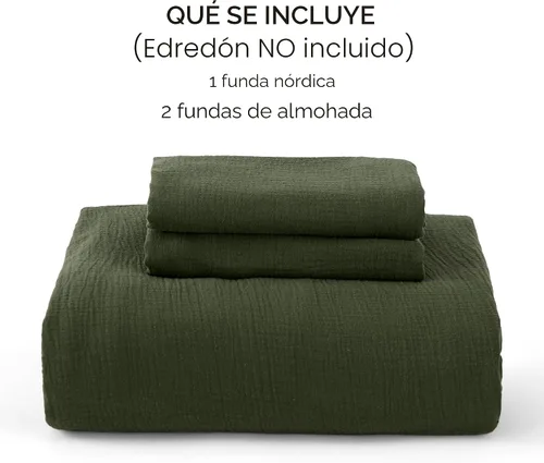 Miniatura 6 de Bedsure Funda de edredón 100% de muselina de algodón, tamaño Queen, funda de edredón de gasa ultrasuave, juego de cama transpirable y ligero