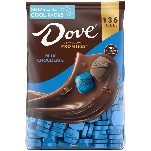 DOVE PROMISES Bolsa de paquete a granel de caramelos de chocolate con leche envueltos individualmente (38.09 oz, 136 piezas)