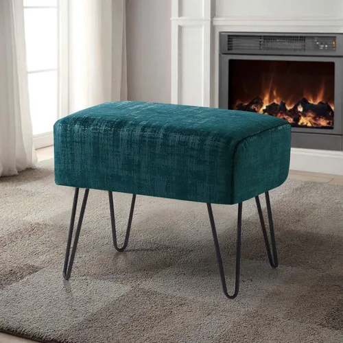 Miniatura 26 de Home Soft Things Otomana otomana de terciopelo texturizado azul, 19 x 13 x 17 pulgadas de alto, color verde ágata, banco otomano de entrada difuso