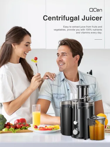 Miniatura 8 de Máquina exprimidora, extractor centrífugo de 800 W, con conducto de alimentación de boca ancha de 3 pulgadas para frutas y verduras, fácil