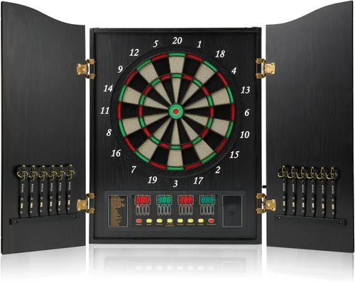 Electronic Dart Board Cabinet Set, 12 Soft Tip Darts, Electric Dart Boards for Adults, Digital Dart Board with Integrated Scoreboard for Family Game