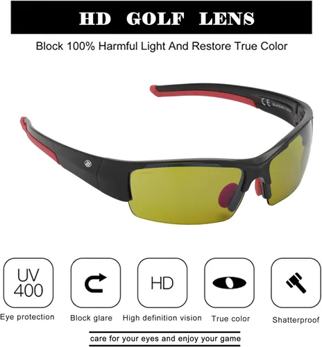 Miniatura 4 de Gafas de sol de golf para hombres y mujeres, gafas de sol deportivas sin montura con protección UV400 Bj02/Marco Negro Lente Verde