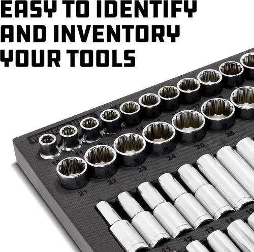Miniatura 5 de Powerbuilt Master Socket Juego de 69 Piezas, 1/2 Pulgada, SAE y Métrico, 6 y 12 Puntos, Dados Profundos, Barras de Extensión, Trinquete - 949006
