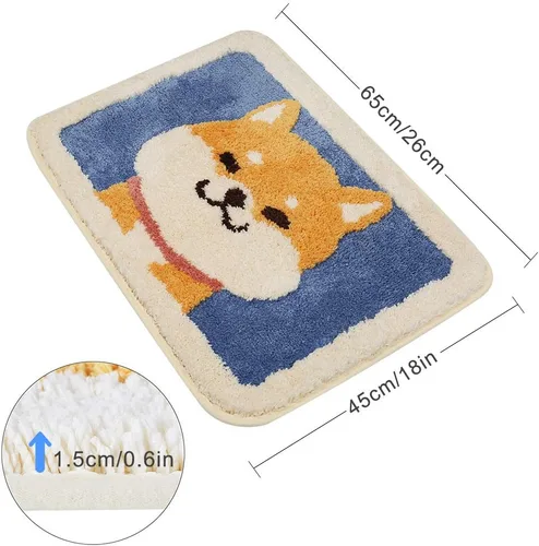 Miniatura 3 de Ankah Dog Series - Alfombra de baño de la colección de animales Shiba y Corgi, felpa suave y peluda, antideslizante, altamente absorbente, lavable a