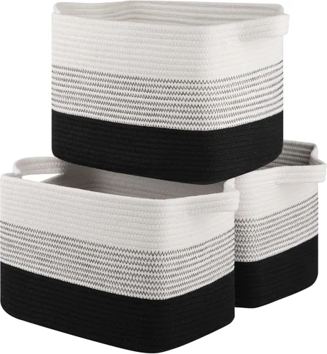 Miniatura 16 de OIASKET Cesta de almacenamiento para organizar, cestas tejidas para almacenamiento, cestas decorativas rectangulares para shleves, armario