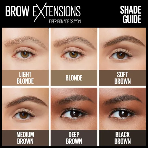 Miniatura 5 de Maybelline Brow Extensions - Crayón de pomada con fibras, maquillaje en lápiz para cejas, maquillaje de ojos, acabado mate suave, para cejas más