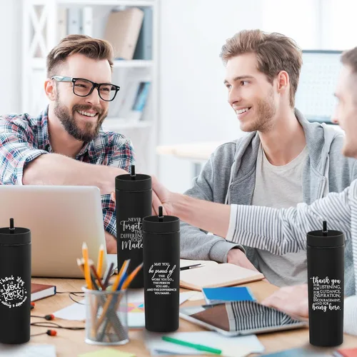 Miniatura 6 de Rtteri 10 tazas de agradecimiento de la semana de la CNA, regalos a granel de agradecimiento a los empleados, vasos delgados de plástico Negro