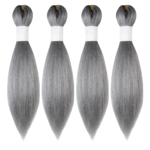 Miniatura 44 de Cabello trenzado preestirado de 10 pulgadas, 4 paquetes, extensiones de cabello corto para trenzas, cabello sintético preestirado #1 (negro azabache)