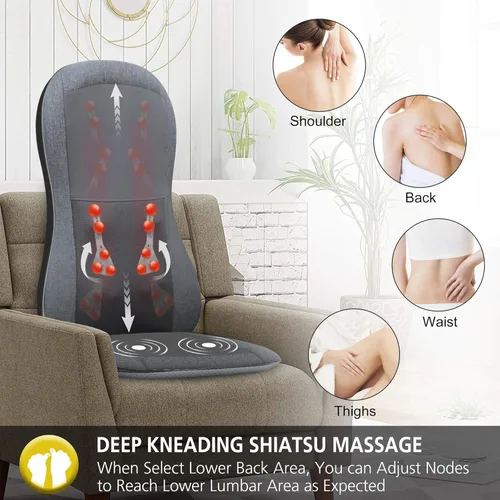 Miniatura 3 de COMFIER Shiatsu - Masajeador de respaldo completo, almohadilla para silla de masaje con calor, cojín de asiento de masaje 2D/3D, masajeador de silla