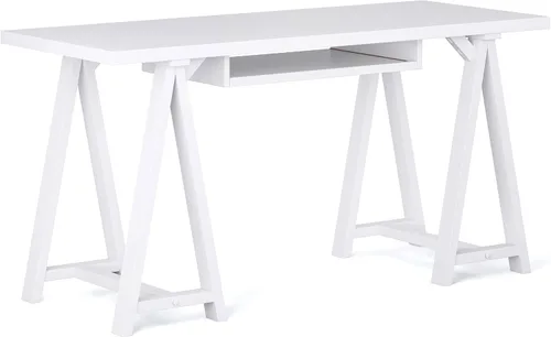 Miniatura 23 de Simpli Home - Sawhorse - Mesa de centro, color castaño oscuro., Pino, Distressed Grey