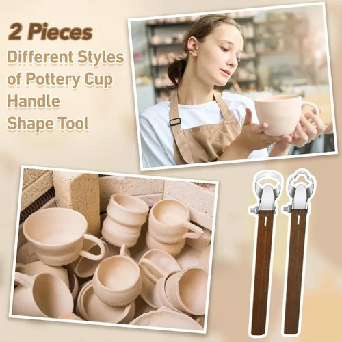 Miniatura 6 de Therwen 2 piezas de herramienta de tallado de escultura, herramienta de alfarería, herramienta de extrusión de arcilla con forma de asa de taza