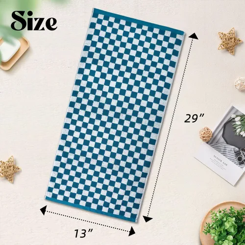 Miniatura 6 de Jacquotha Juego de 6 toallas de mano a cuadros, toallas de baño y cocina de algodón para uso diario, 13 x 29 pulgadas, varios