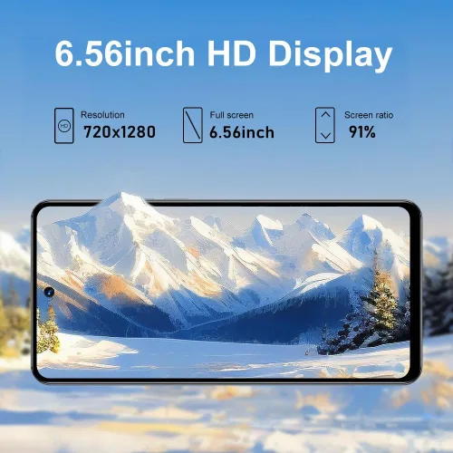 Miniatura 4 de Teléfono Android desbloqueado 2G+64G, pantalla HD de 6.56 pulgadas, teléfono celular de red 3G, Dual SIM Dual Standby, Android 8.1 Smartphone, Negro
