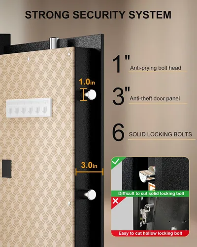 Miniatura 3 de TIGERKING 11.5 pies cúbicos Caja fuerte grande y resistente para seguridad del hogar – Bloqueo digital con pantalla táctil, antirrobo, estantes Negro
