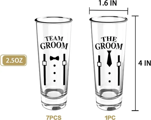Miniatura 2 de Juego de vasos de chupito para padrinos de boda de 8 a 2 onzas con base pesada para whisky, tequila, vodka, regalos únicos para padrinos de boda