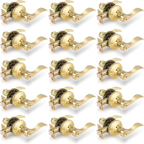 Miniatura 13 de Gobrico - Manija de puerta de privacidad negra mate, paquete de 1, palanca interior sin llave para dormitorio y baño, reversible, estilo onda/gota