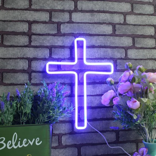 Miniatura 4 de ADVPRO Cruz Jesús Decoración Para El Hogar Flex Silicona LED Neon Sign - Azul - st16s33-fnu0059-b