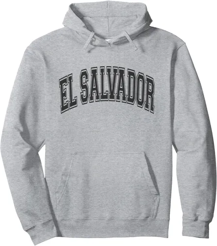 Miniatura 3 de El Salvador Arched Style Negro Texto y Contorno Sudadera Con Capucha