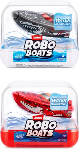 Miniatura 2 de Robo Alive Robo Boats, Tiburón Blanco y Tiburón Dino, Pack de 2, de ZURU, Juguete de Barco Activado por Agua, (Exclusivo de Amazon)