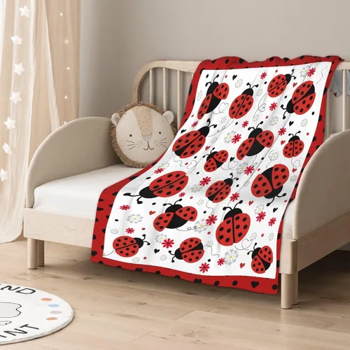 Miniatura 5 de Manta de franela de mariquita para regalo, ultra suave y acogedora, manta de forro polar ligera y mullida, manta de felpa cálida para sofá, cama, 30