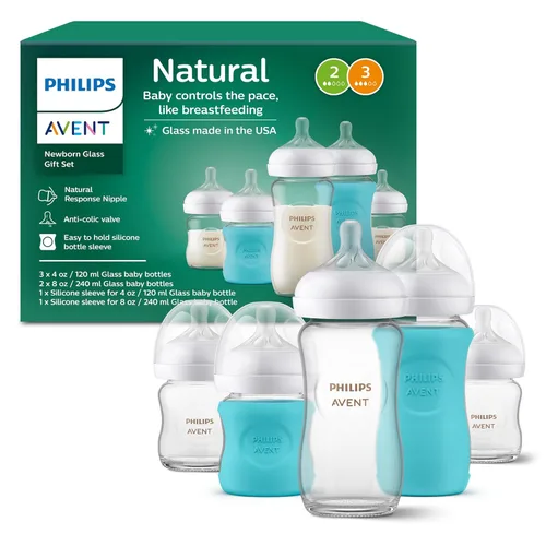 Miniatura 15 de Philips Avent SCY913/01 - Biberón de vidrio natural con pezón de respuesta natural (flujo medio, flujo 3), 8 onzas, SCY913/01