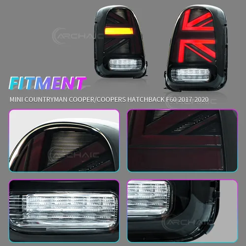 Miniatura 6 de Luces traseras compatibles con MINI Countryman Cooper/Coopers Hatchback F60 2017-2020, conjunto de luces traseras JCW Union Jack con señales de giro