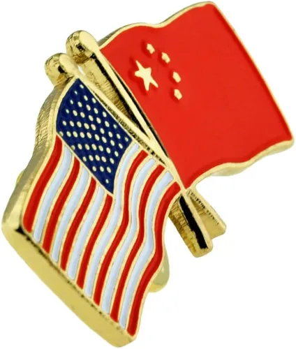 Miniatura 165 de PinMart Pin de solapa esmaltado con bandera de la amistad cruzada de Estados Unidos y el mundo