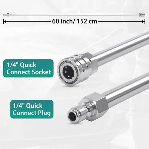 Miniatura 2 de PWACCS Varita de lavado a presión de 120 pulgadas, repuesto de varilla de extensión de lavadora eléctrica, lanza universal para lavadoras a presión