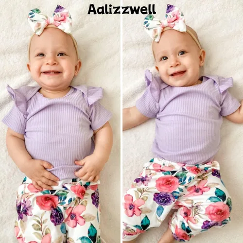 Miniatura 2 de Aalizzwell Conjunto de pantalones de canalé para bebés y niñas