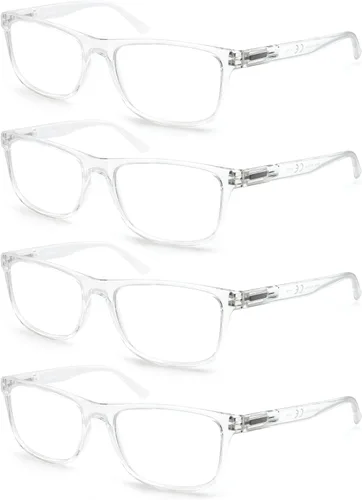 Gafas de lectura grandes para hombres Lentes de lectura amplias 1.50 Lentes de aumento ligeros transparentes para hombres con cabeza grande Paquete