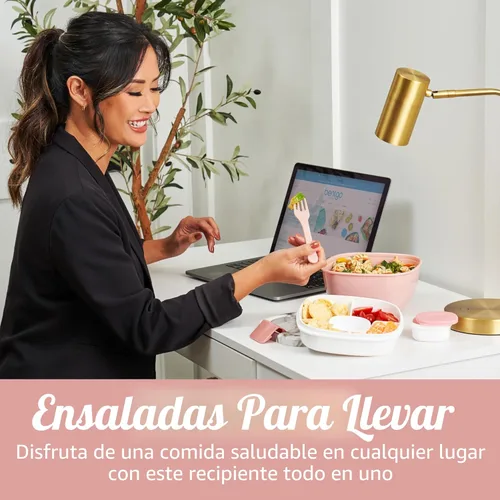 Miniatura 2 de Bentgo Recipiente para ensalada – Tazón de 54 onzas con bandeja de 4 compartimentos para aderezos, recipiente para aderezo, tenedor reutilizable
