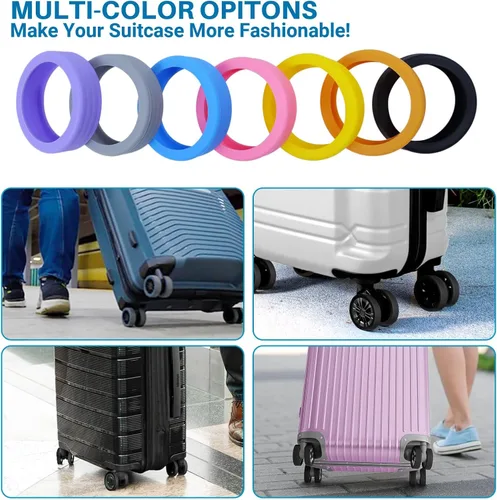 Miniatura 3 de LEWSHQI Fundas protectoras de ruedas de equipaje de 8 piezas, funda de silicona para maletas, accesorios de ruedas, para la mayoría de las ruedas