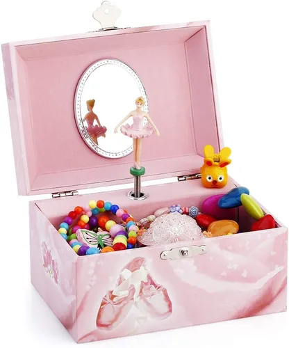 Miniatura 5 de RR ROUND RICH DESIGN Joyero musical infantil para niñas y conjunto de joyas con tema de bailarina color rosa cisne