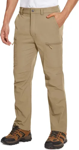 MAGCOMSEN Pantalones de senderismo para hombre, 6 bolsillos, resistentes al agua, pantalones de trabajo de pesca Ripstop, ligeros, de secado rápido