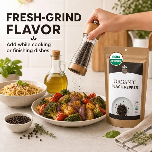 Miniatura 5 de Spicy Organic Ceylon - Granos de pimienta negra enteros de 4 onzas – Certificado USDA y Kosher, sin gluten y sin OMG – Pimienta orgánica pura