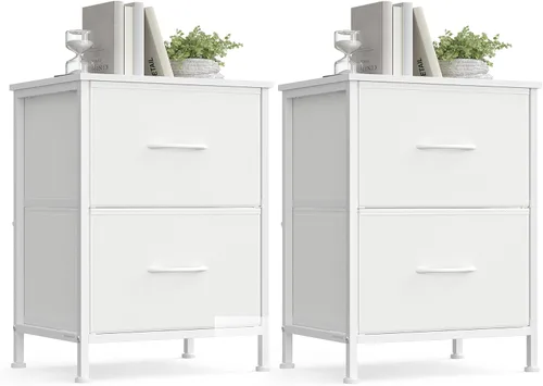 Miniatura 9 de SONGMICS Cajonera para dormitorio, cómoda con cajones, mesita de noche, acero, MDF, 2 cajones de tela no tejida, unidad organizadora