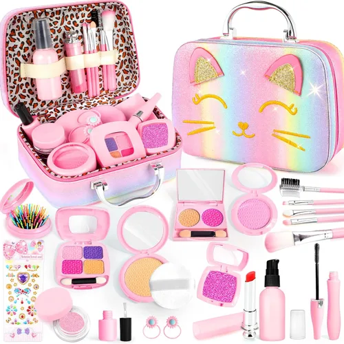 Maquillaje de simulación para niños pequeños, juego de maquillaje de juguete para niños de 3 a 5 años, kit de maquillaje de juguete para niños