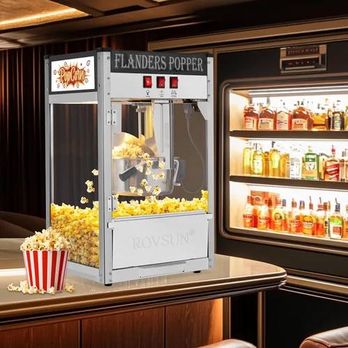 Miniatura 8 de Máquina de palomitas de maíz ROVSUN con hervidor de 10 onzas que hace hasta 4 galones, máquina de palomitas de maíz comercial de mostrador con Negro
